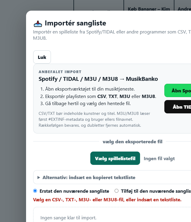 Import af spilleliste i Musik-Banko Studio Professional 11
