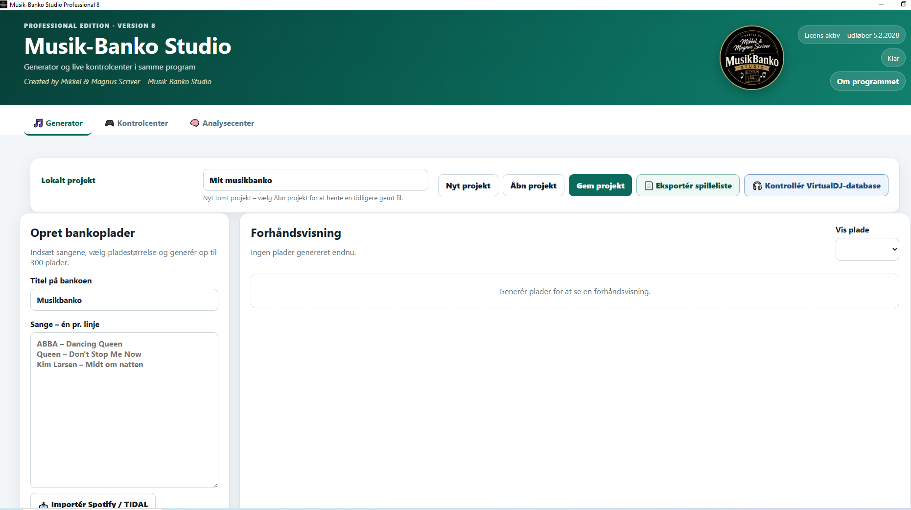 Musik-Banko Studio Professional 11 hovedvindue